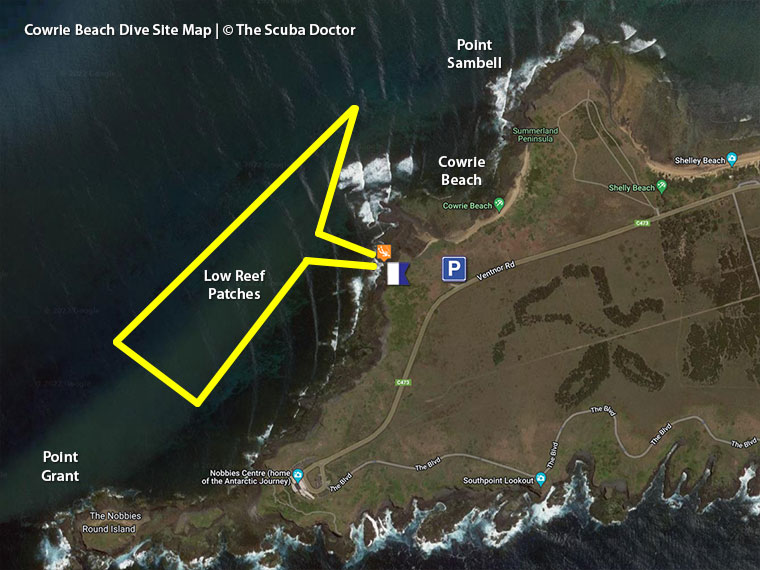 Cowrie Beach Dive Sie Map
