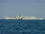 HMAS Canberra moments before being scuttled on 4 October 2009