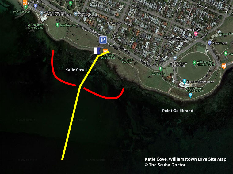 Katie Cove, Williamstown Dive Site Map