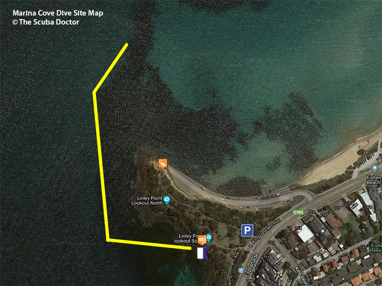 Marina Cove Dive Site Map