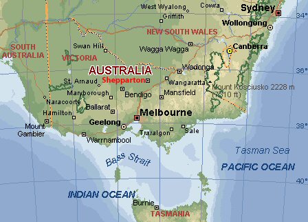 Map of Victoria, Australia