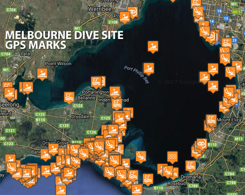 Melbourne Dive Site GPS Marks by The Scuba Doctor