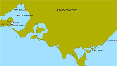 Shipwreck protected zones map
