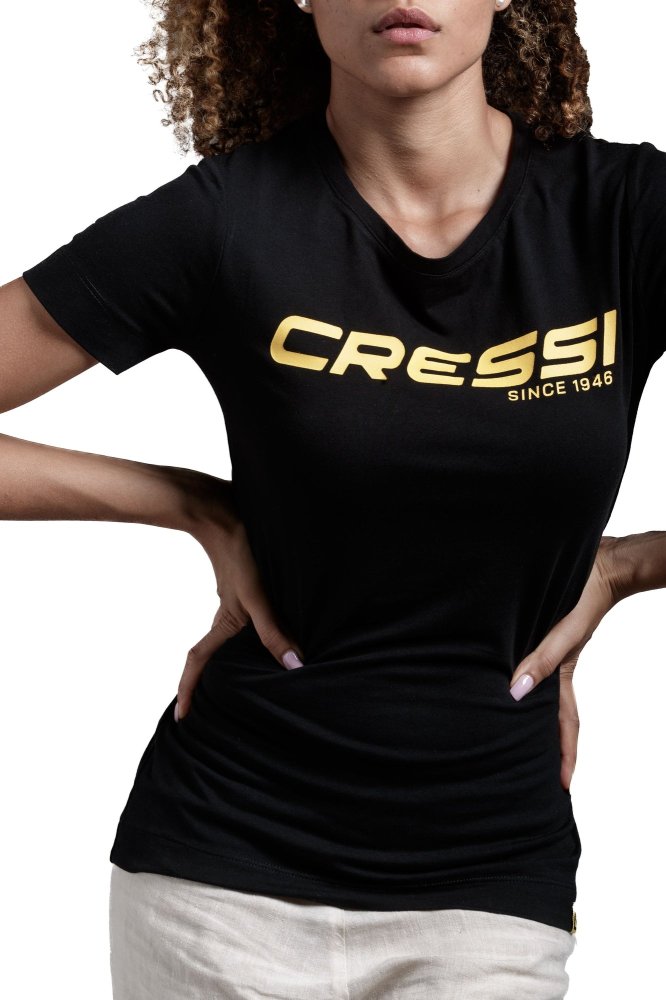 Cressi T-Shirt Lady - S - Black/Yellow - Click Image to Close