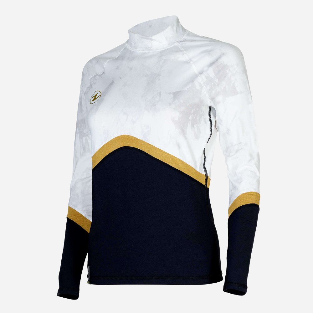 RASHGUARD SF LS WMNS BLK/WHITE M - Click Image to Close