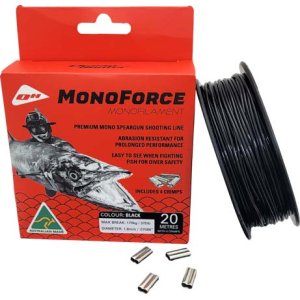 1.8mm MONOFORCE MONOFILAMENT BLACK 20m SPOOL w 4 CRIMPS