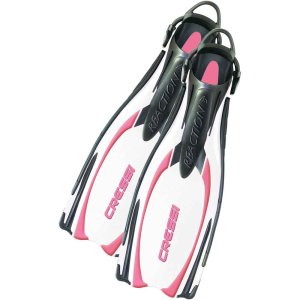 Cressi Reaction EBS Fins - Open Heel Bungee Straps - White / Pink - XS-S