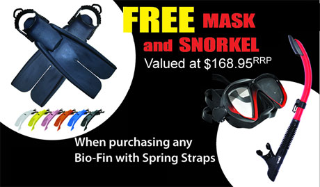 Apollo Bio-Fin ProFins with Spring Straps plus FREE Apollo Mask and Snorkel
