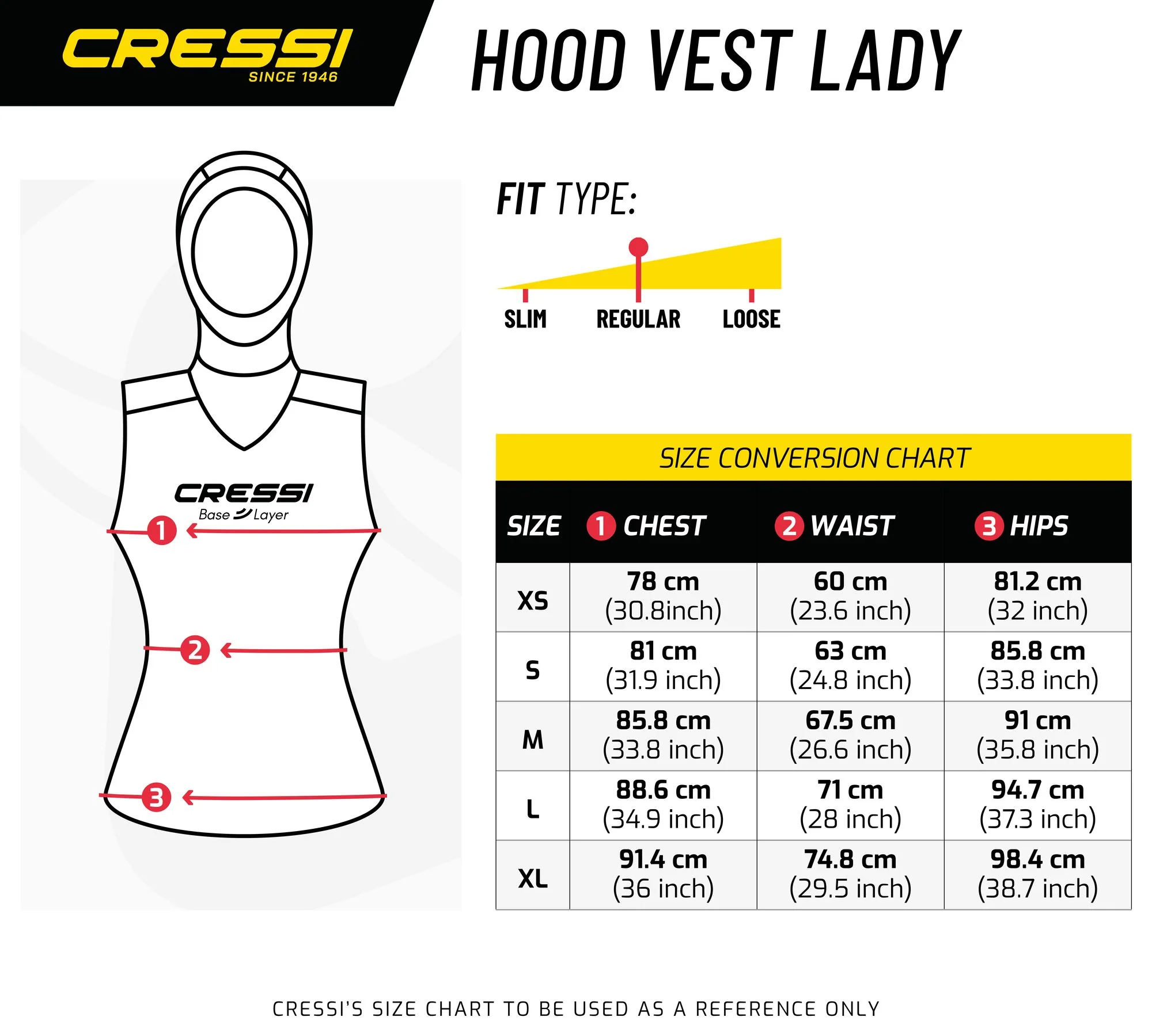 Cressi Base Layer Hooded Vest - Womens