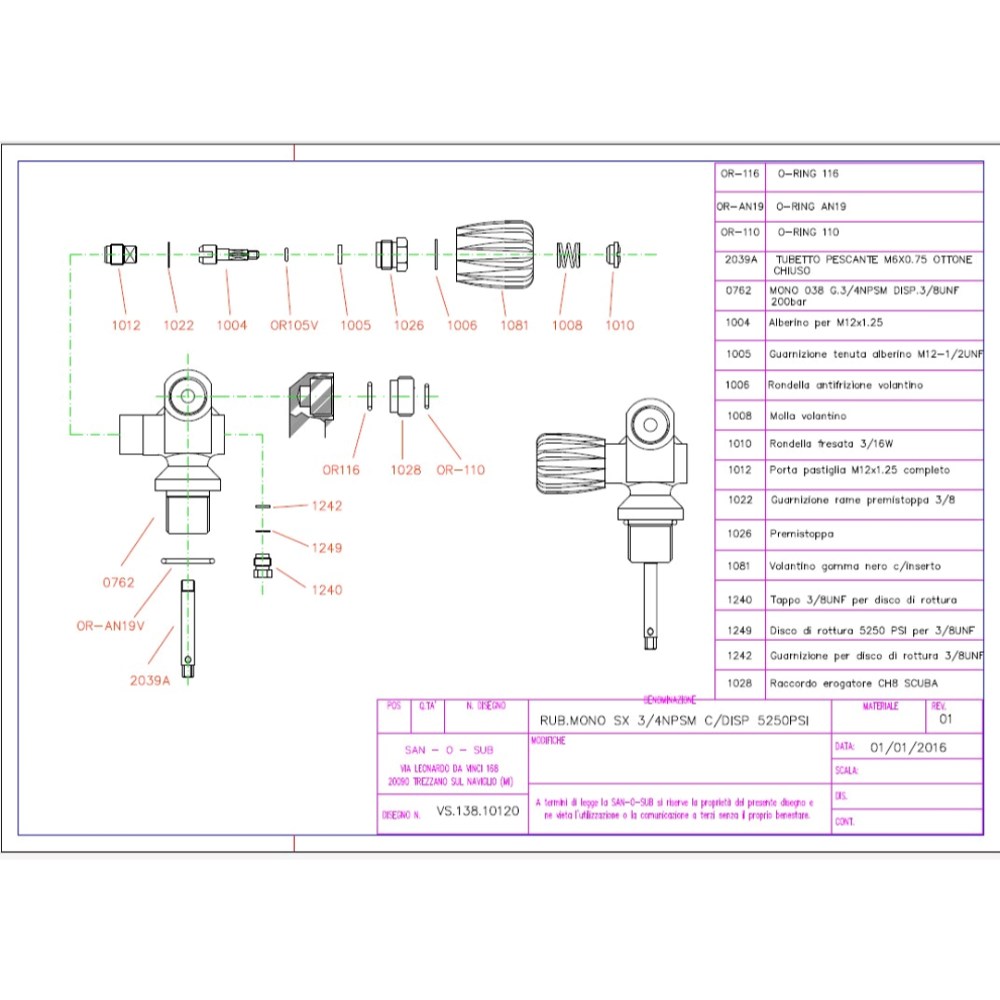 SOS Valve Parts - Burst Disk - 232 Bar - Click Image to Close