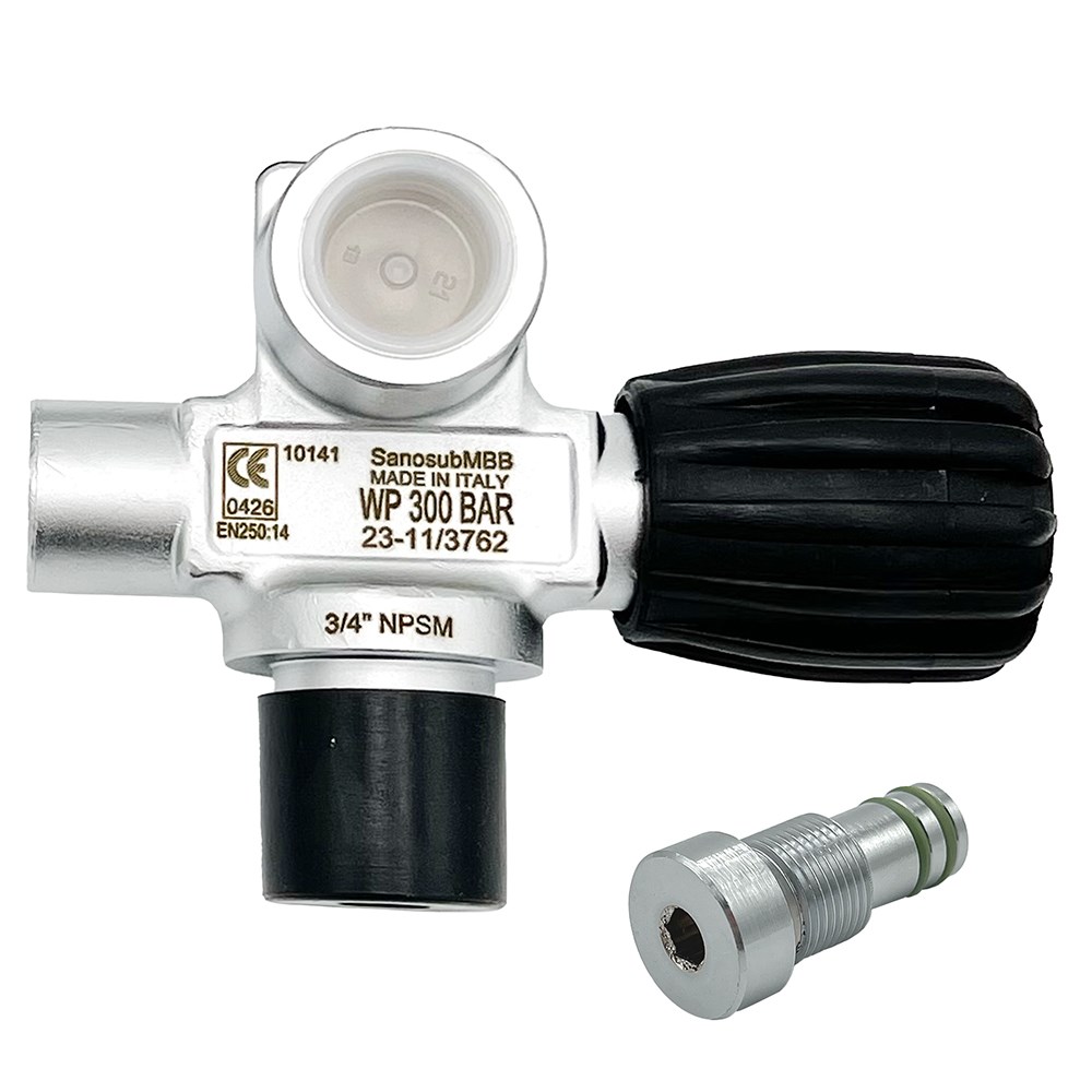 SOS Sidemount Valve - 300 Bar DIN - Right "DX"" " - Click Image to Close