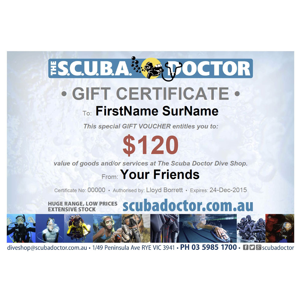 The Scuba Doctor Gift Certificate - Click Image to Close