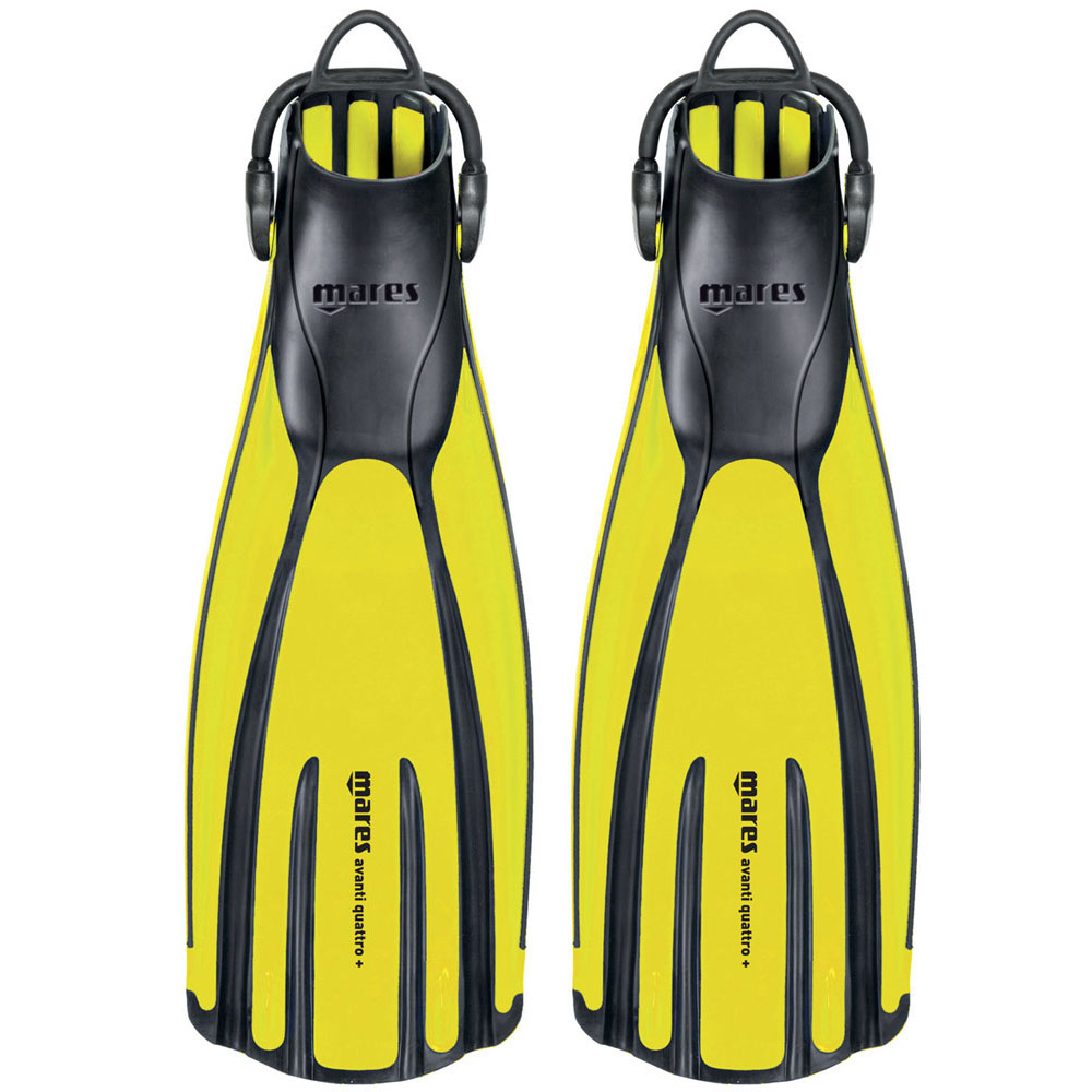 Mares Avanti Quattro Plus gelb Geräteflossen mit Bungee Straps Größe wählbar 