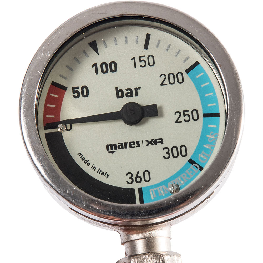 Mares XR Pressure Gauge with 15cm Miflex Hose - Oxygen