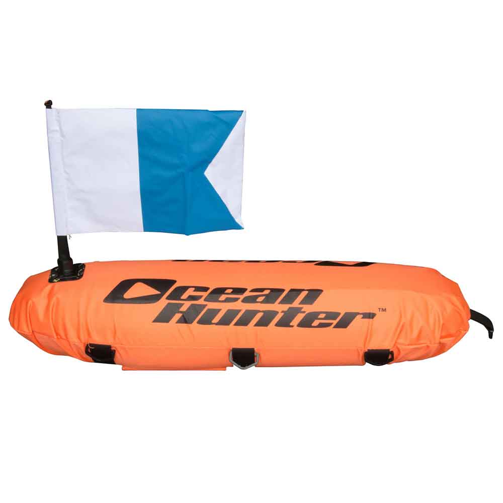 Ocean Hunter Inflatable Torpedo Float w Line & Alpha Flag (Ylw)