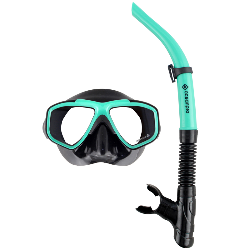 Ocean Pro ECLIPSE Mask Snorkel Set (Black/Teal)