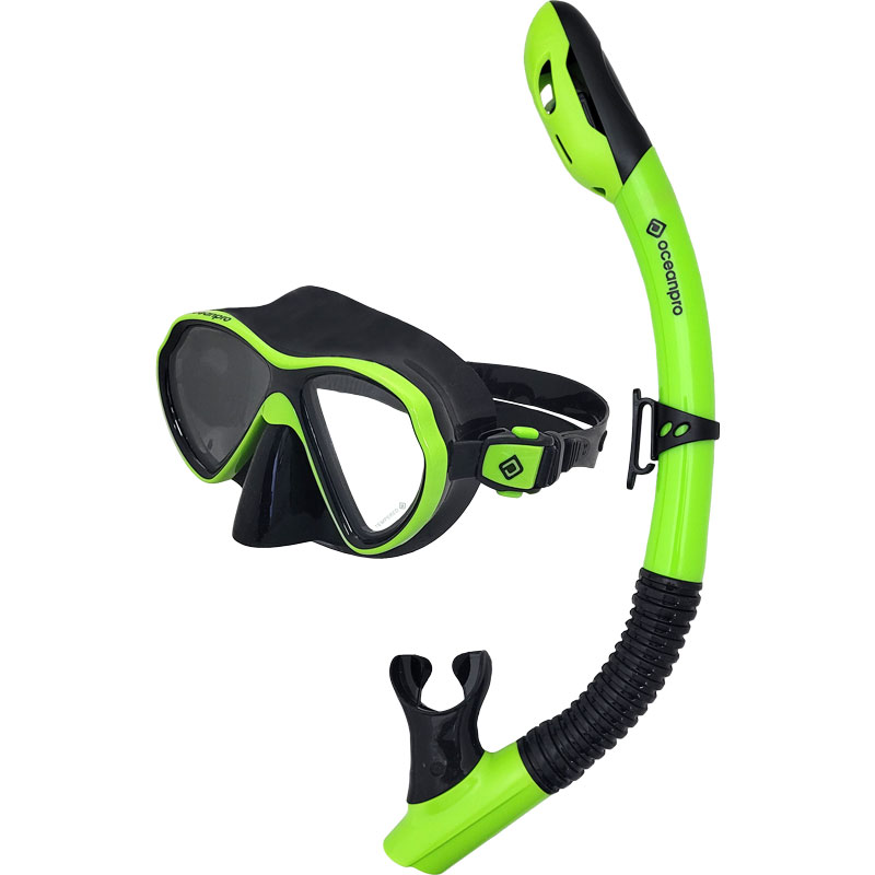 Ocean Pro Jurien Junior Mask and Snorkel Set | Lime - Click Image to Close