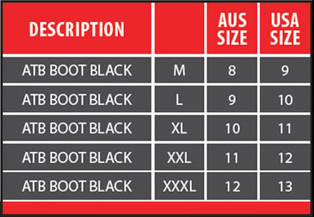 Performance Diver Multi Purpose Boots Size Chart