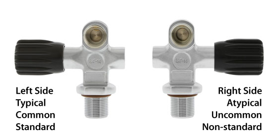 Left and Right Scuba Cylinder Valves