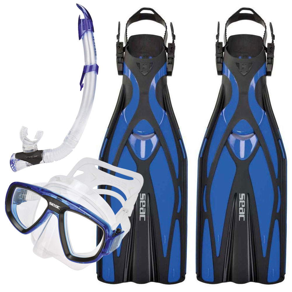 Seac Sub Mask, Snorkel and Open Heel Fin Set - Size S/M