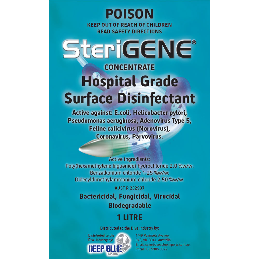 SteriGENE Clear Hospital Grade Surface Disinfectant 1 Litre - Click Image to Close