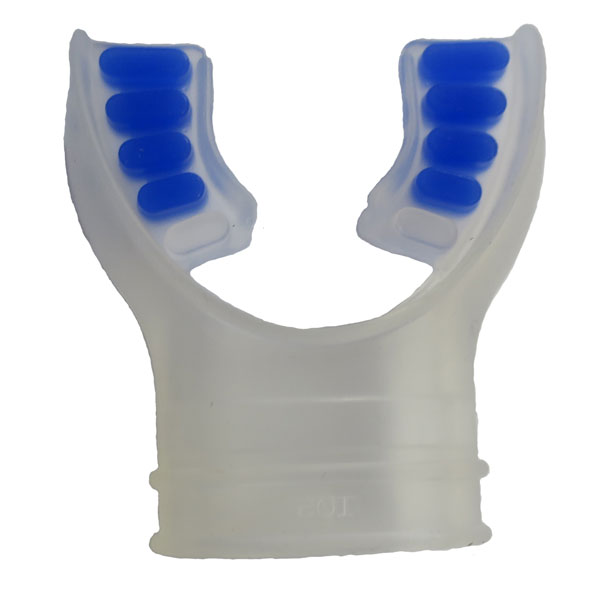 Trident Blue Padded Bite Clear Silicone Regulator Mouthpiece - Click Image to Close