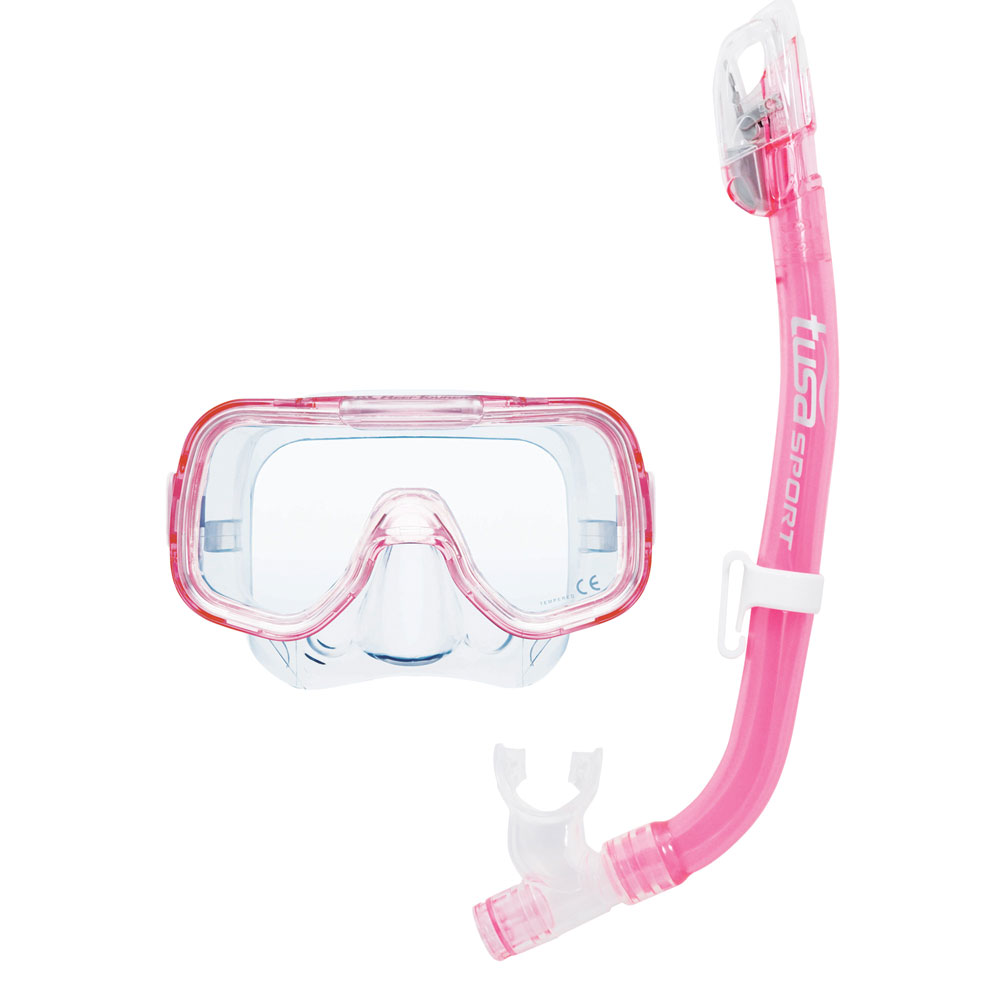 Tusa Sport Mini-Kleio Pro Dry Youth Mask Snorkel Combo | Pink - Click Image to Close