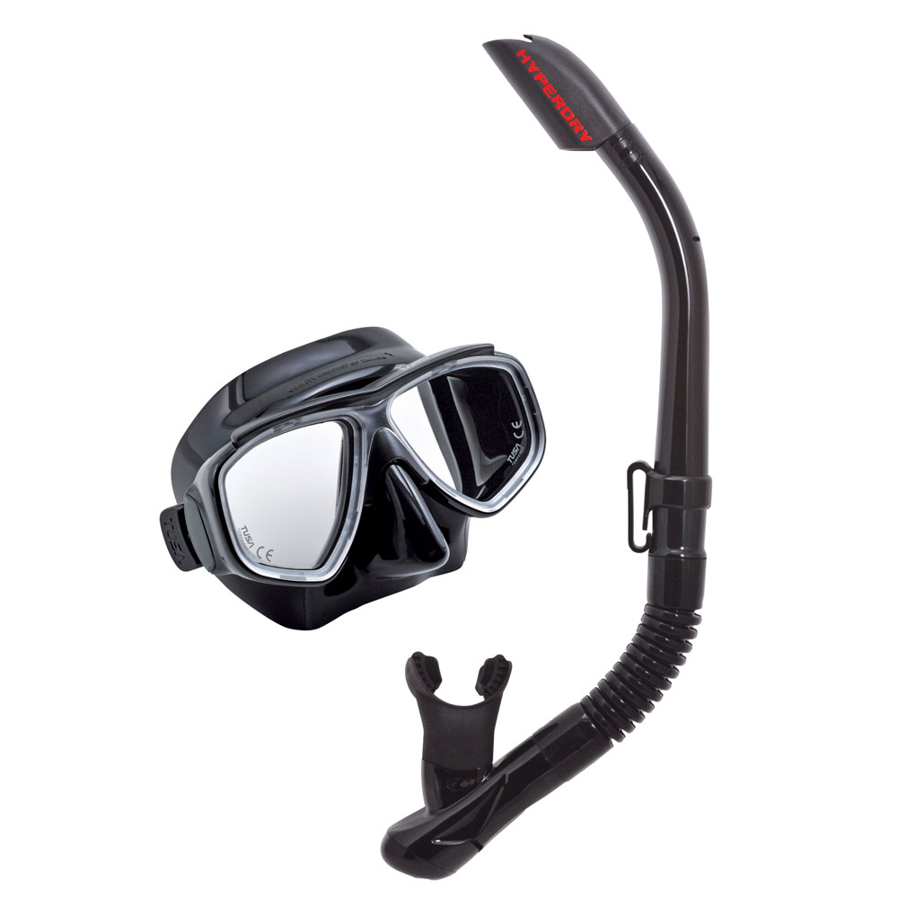 Tusa Sport Splendive Elite Adult Mask and Snorkel Set | Black